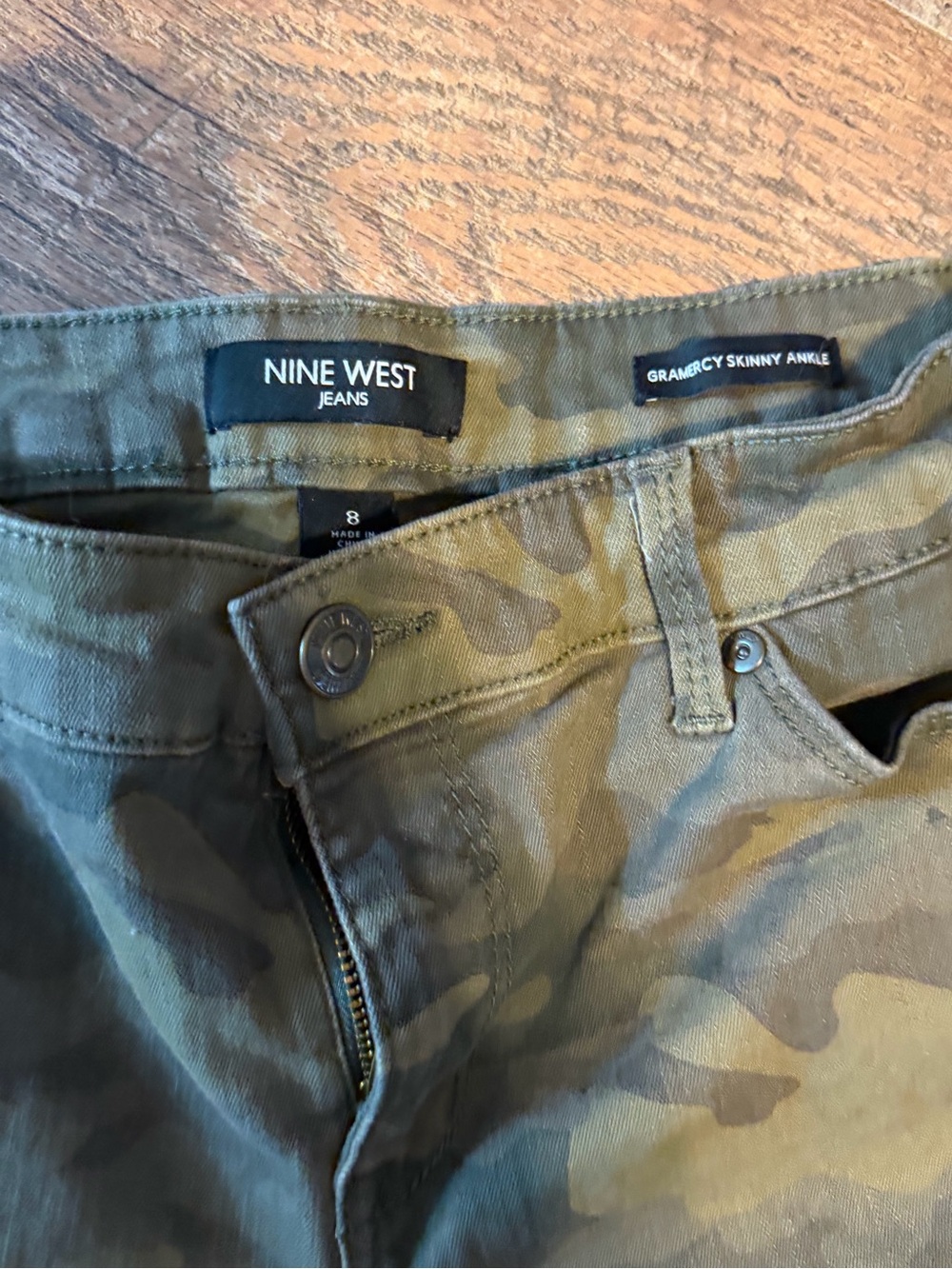 Nine West Gramercy Skinny Ankle Jeans - Olive Camo 8